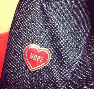red heart nope pin